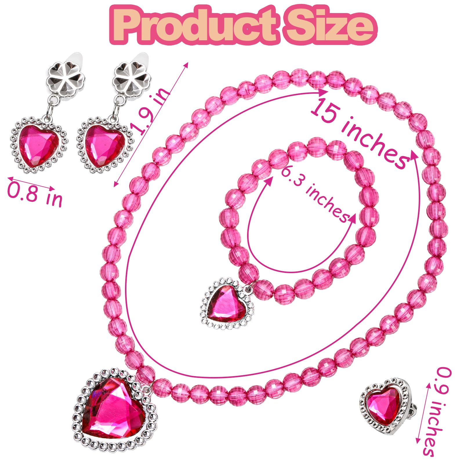 Coloch 7 Sets Dress up Jewelry, Jewelry Princess Pretend Toy with Bracelet, Necklace, Ring and Earrings, Cosplay Jewelry Set for Party
