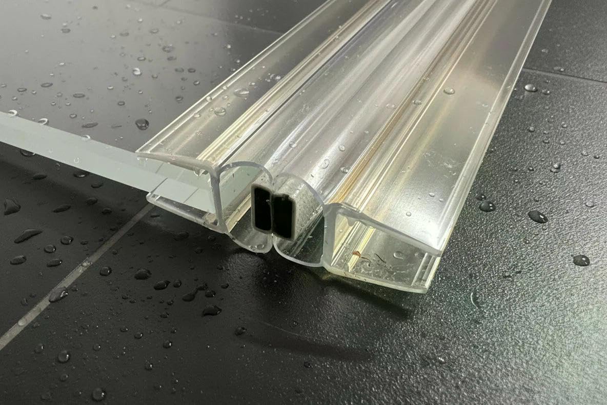 Kristhal Magnetische Duschdichtung 180° fluchtend (1 Paar) | 200cm Länge für 6mm & 8mm Glasdicke | Magnetdichtung für Duschtür, Pendeltür & Glastür | Transparent Duschprofil Made in Germany