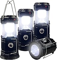 XTAUTO Collapsible LED Camping Lantern 4-Pack: Solar USB Rechargeable, Waterproof Flashlight for Hiking, Emergencies & Power Outages