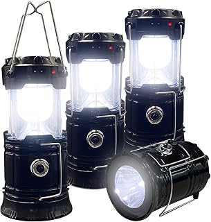 XTAUTO Collapsible LED Camping Lanterns 4-Pack - Solar/USB Rechargeable, Waterproof Portable Flashlight for Camping, Hiking, Emergencies