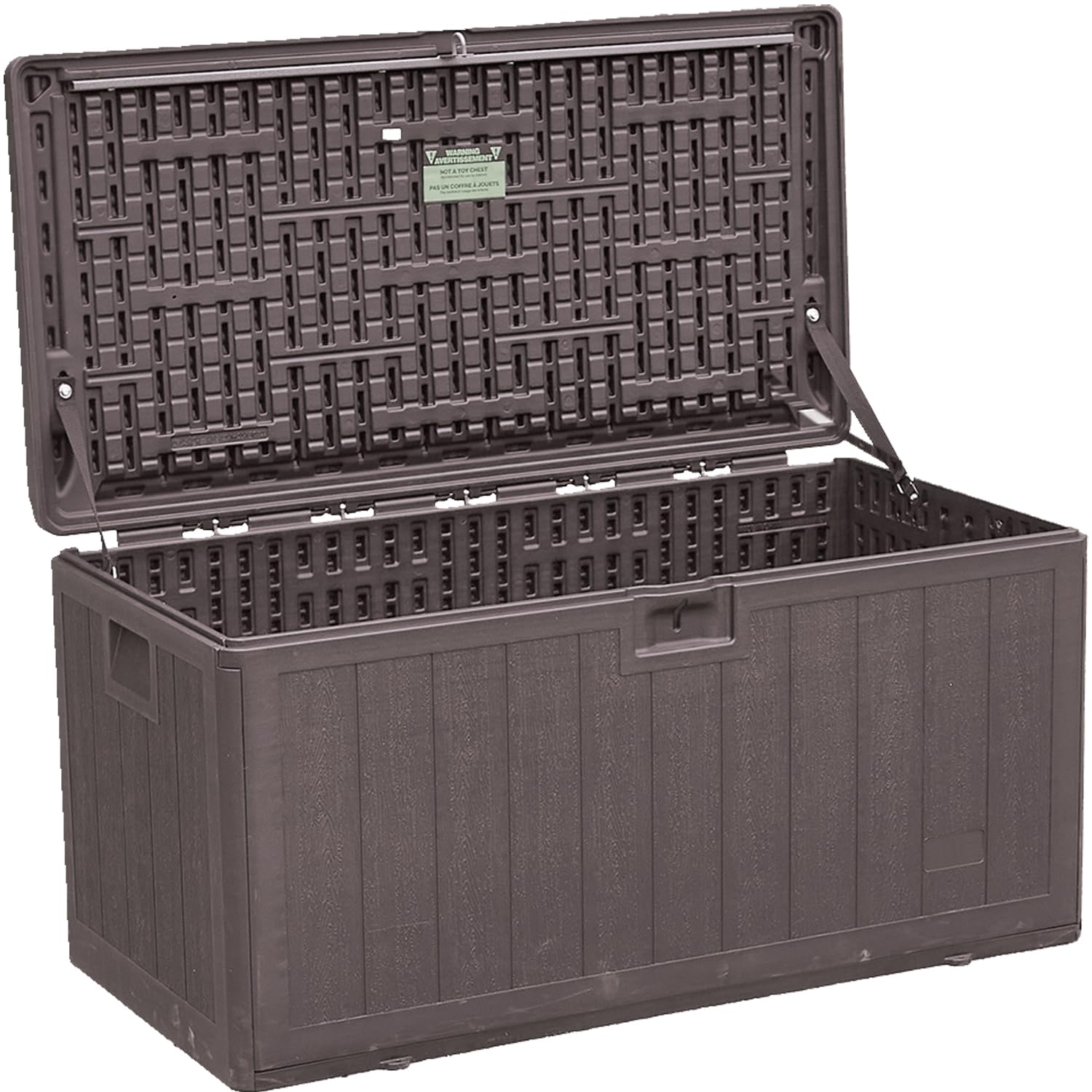 BelveryOutdoor Horizontal Storage Box, Outdoor Cushion Storage, Lockable Outdoor Storage Bin, Waterproof, For Garden Tools, Pool Accessories,276 Liters (73 Gallons), Brown Color