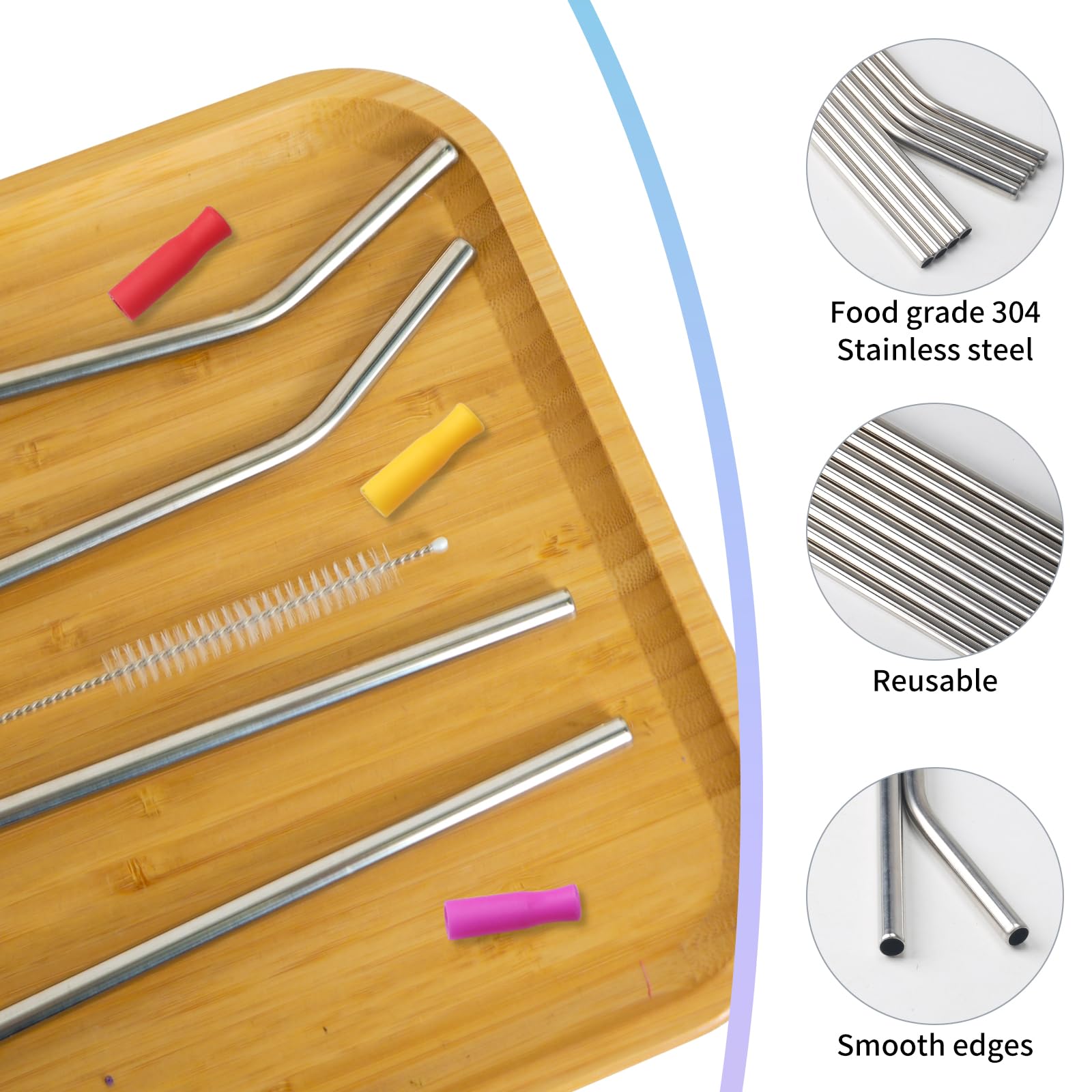 Set 20 Cannucce Riutilizzabili In Acciaio Inox 304 – Con 2 Spazzole – Lavabili In Lavastoviglie