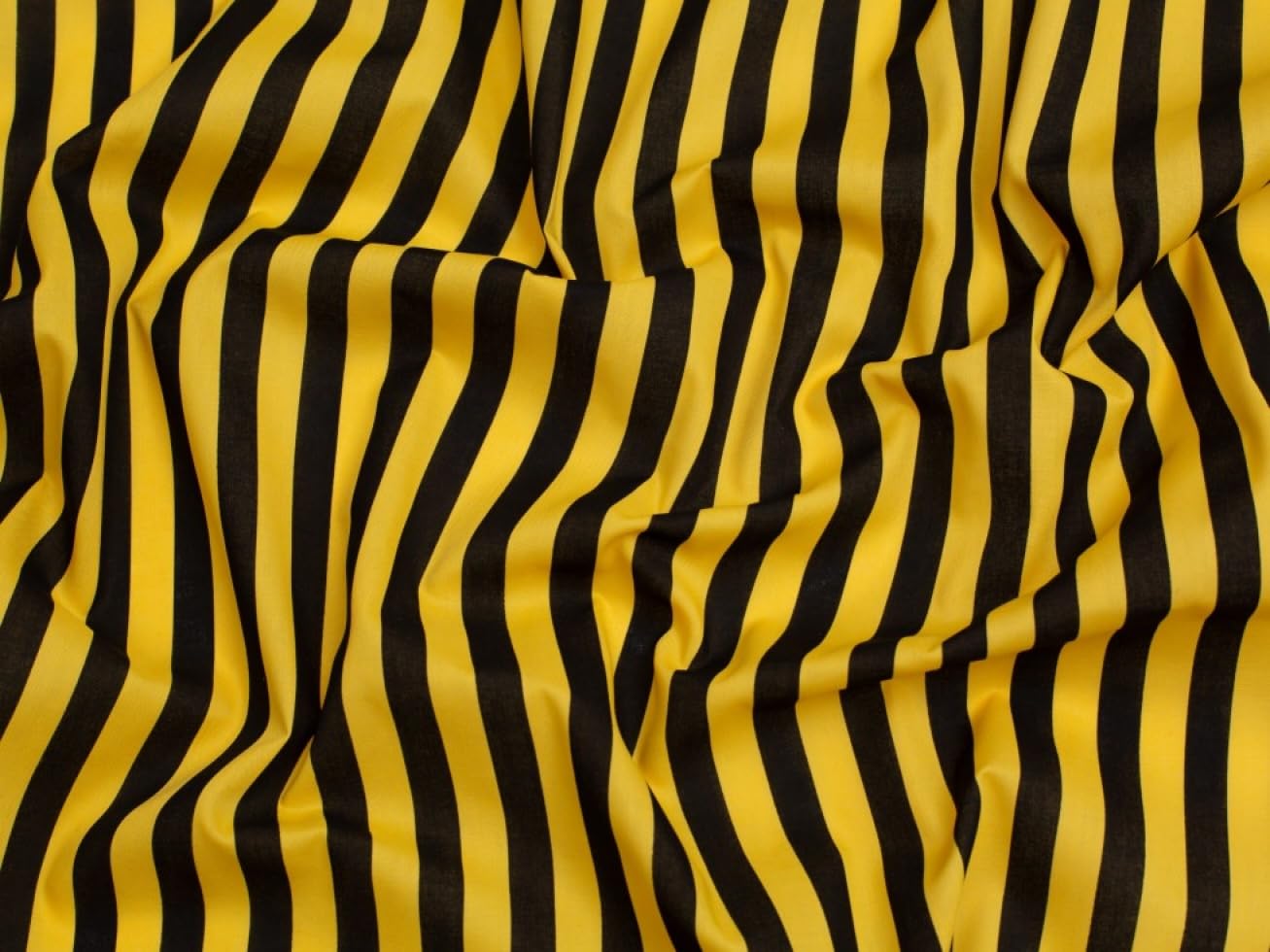 Minerva Crafts Stripe Print Polycotton Dress Fabric Yellow & Black - per metre