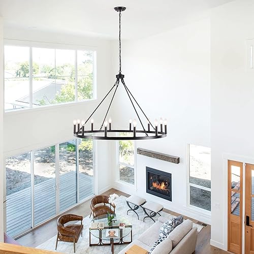 Miniatura 9 de Candelabro moderno de granja de 6 luces, lámpara negra y dorada para comedor, lámpara colgante de latón cepillado, iluminación colgante para cocina,