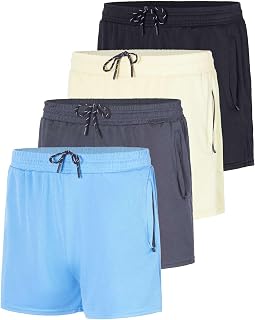 4 Pack Men's 3" Mesh Shorts Athletic Gym Running Basketball Workout Pockets | Casual, Sport, Exercise, Volleyball, Lifting, Jogging, Stretchy, Drawstring, Zipper, Quick Dry, Breathable, Elastic Waist