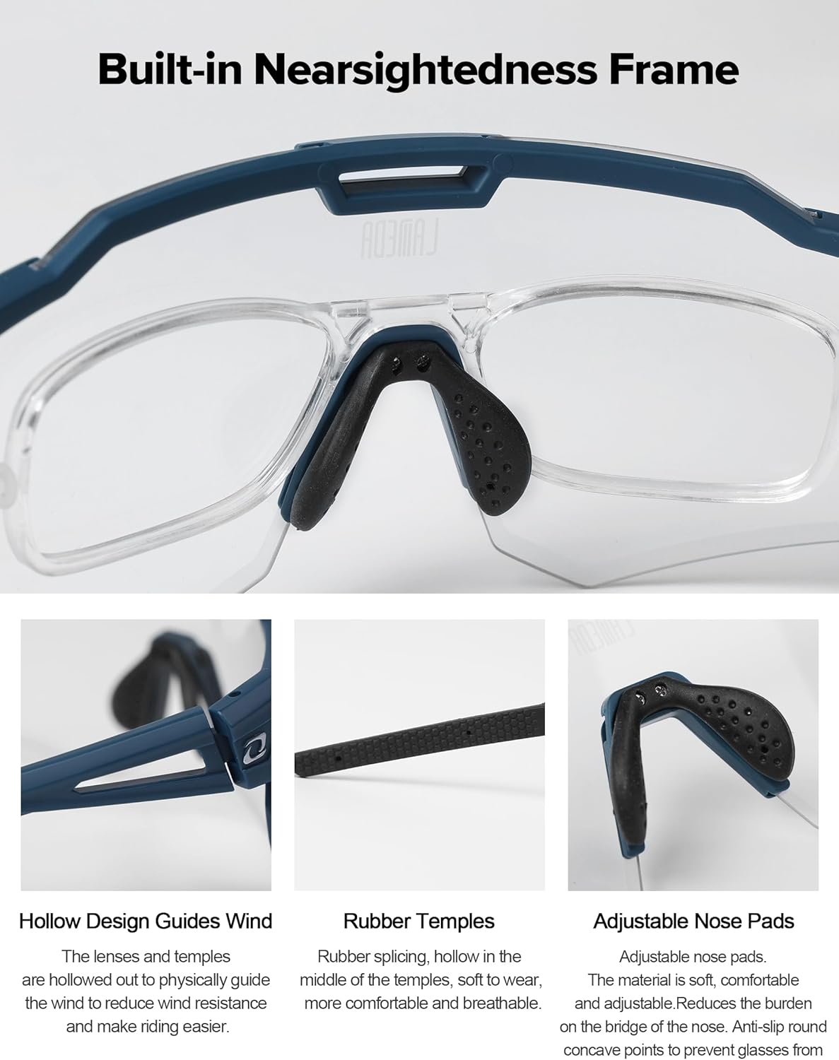 LAMEDA Photochromic anti-fog Sports Sunglasses for Men Women, UV 400 Protection Cycling Glasses Sunglasses for Biking Running