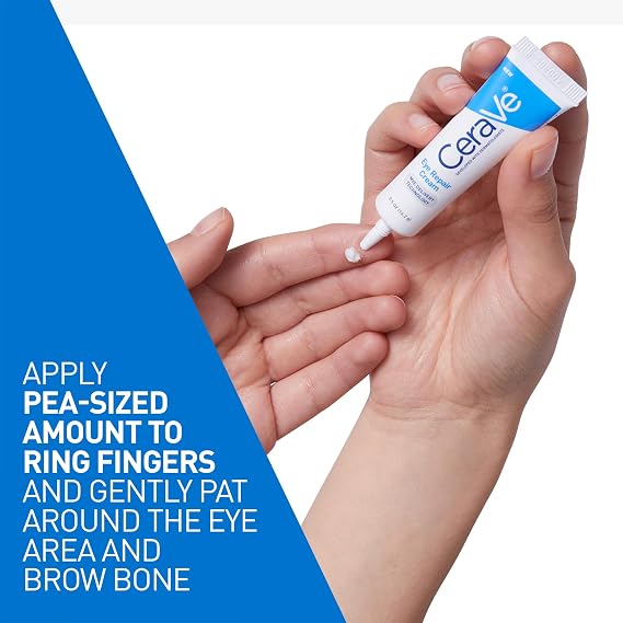 CeraVe Eye Repair Cream, Under Eye Cream For Puffiness And Bags Under Eyes, Hyaluronic Acid + Niacinamide + Marine Botanical Complex, Oil Free & Opthalmologist Tested