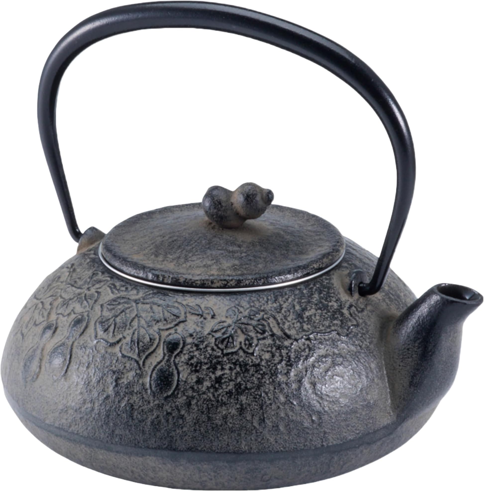 IPPINKAJapanese Cast Iron Teapot with Stainless Steel Tea Strainer - Nambu Tekki Traditional Japanese Ironware - Made in Japan - 0.4L Capacity - Gourd-Shaped Knob