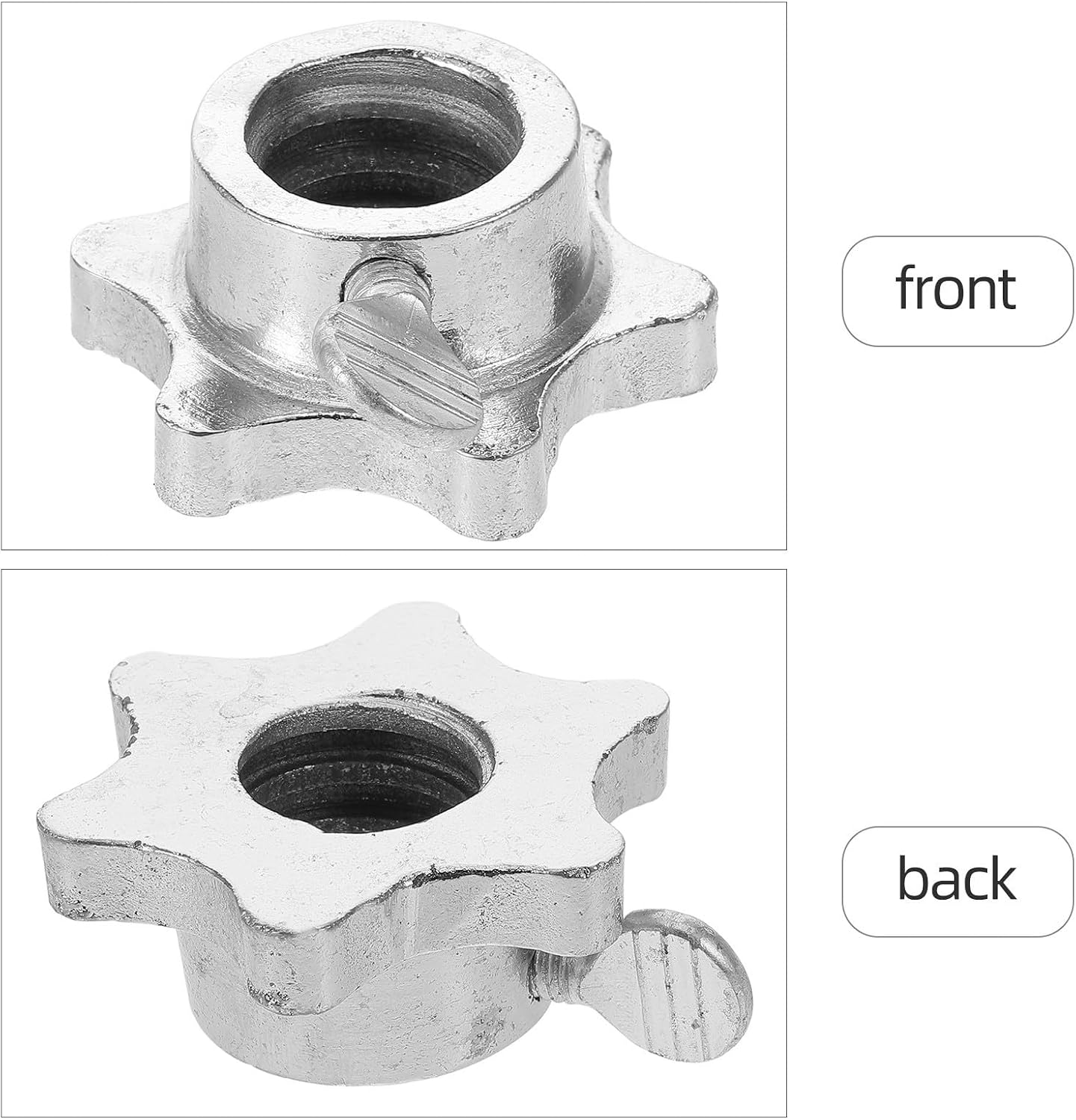 Mm Steel Barbell Locking Nut Collars for Secure Training | Silver Finish, Anti-slip Six-sided Design, User-friendly Locking Mechanism, Multipurpose Use, Universal Fit for 25mm Openings