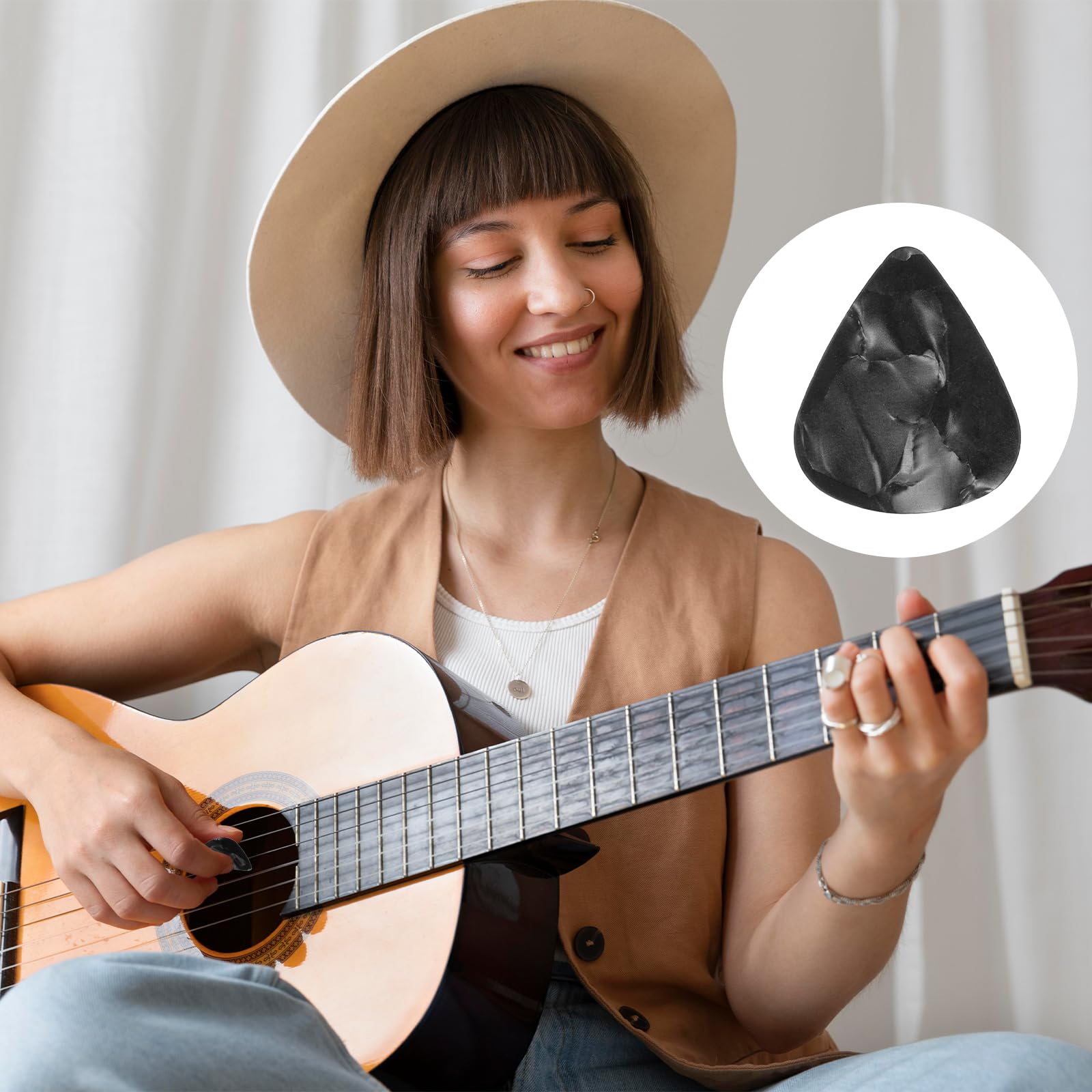 30 plettri neri per chitarra, in celluloide, per chitarra elettrica, acustica, basso (0,5 mm)