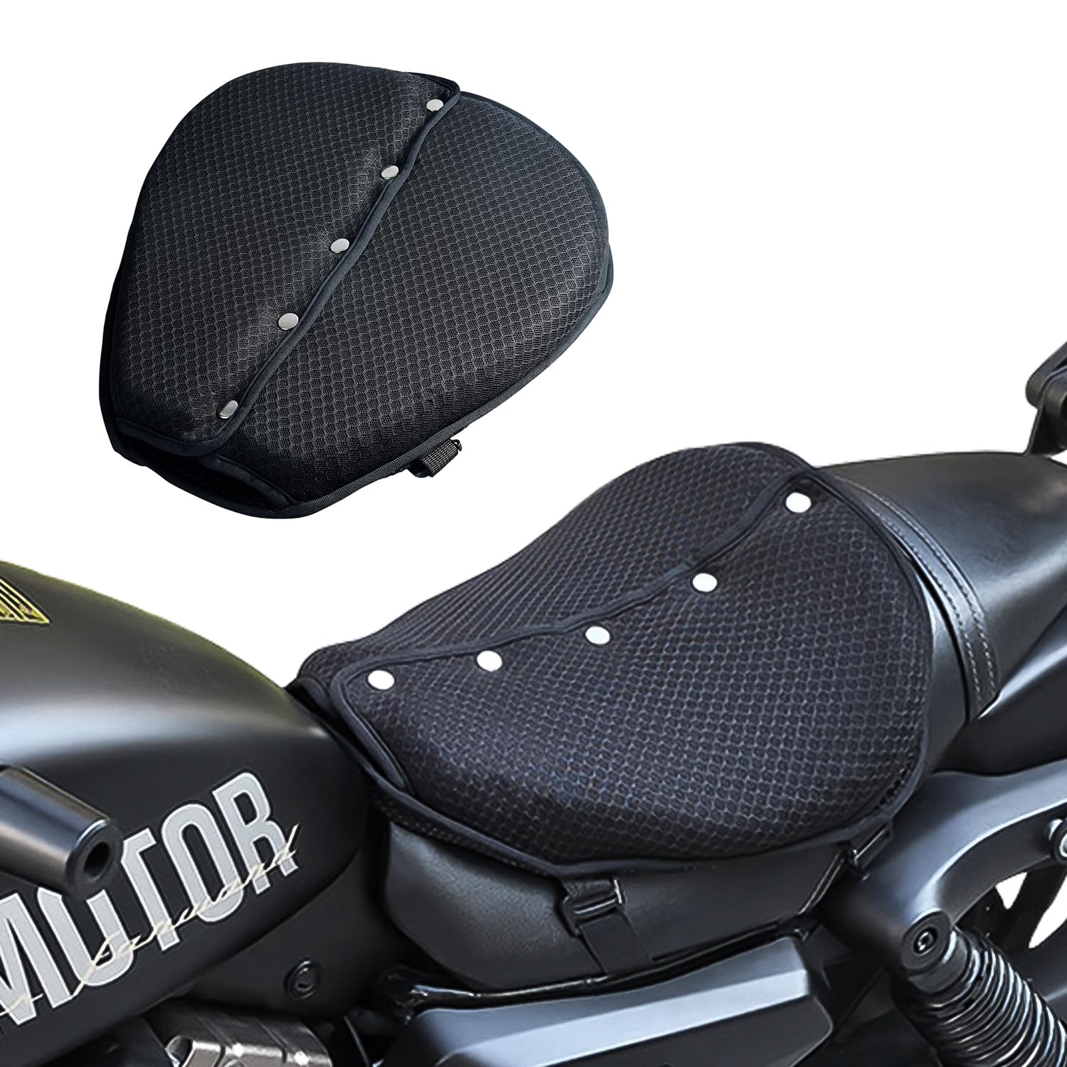 Motorrad Sitzkissen Gel Doppelschichtstruktur, Doppelte Stoßdämpfung, Atmungsaktivität Universelle Sitzbezug Motorrad Doppelte offene Struktur für effizienten Sonnenschutz