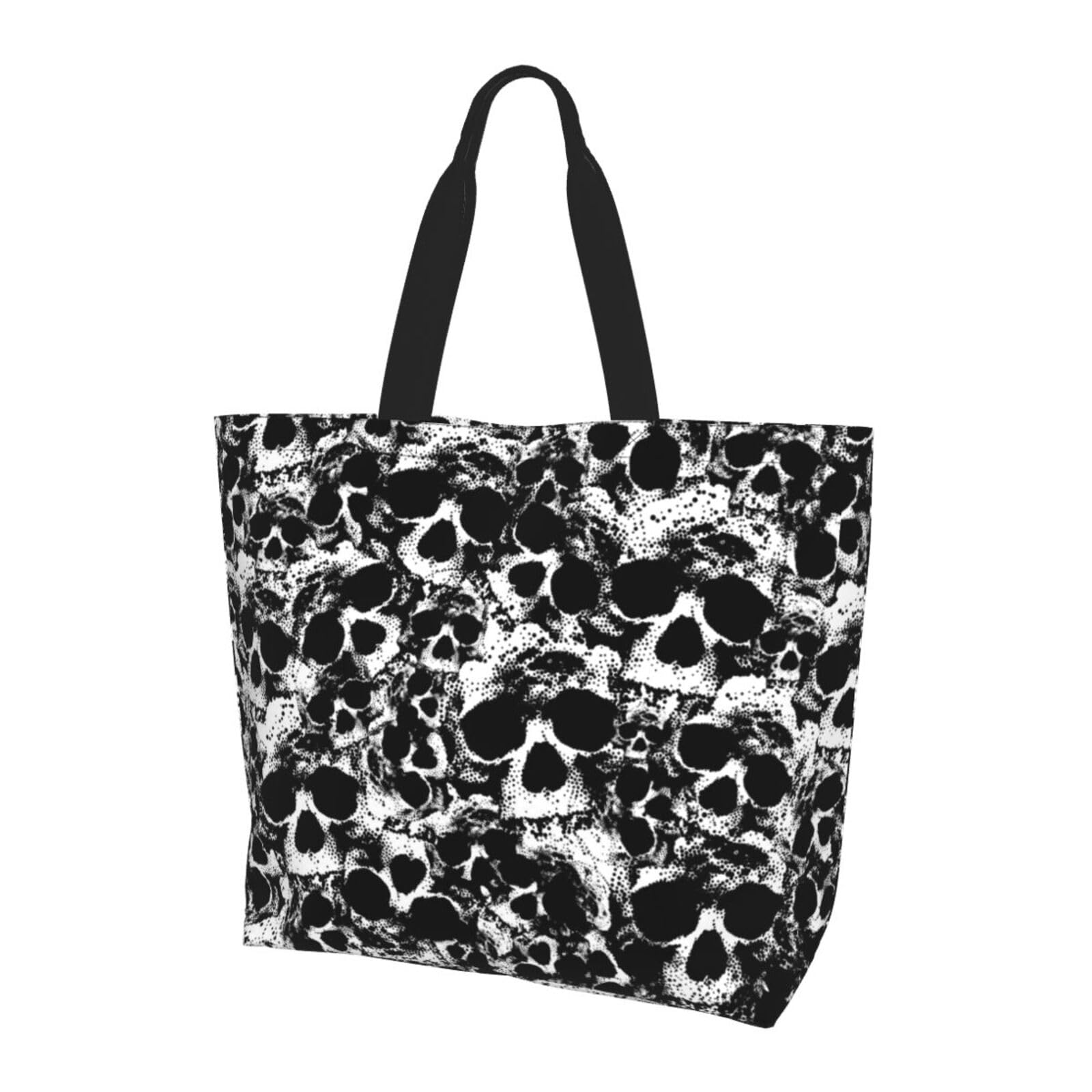 ASYG Skull Grocery Bag Cool Shopping Bags Funny Storage Bag Skull Portable Bag Cool Tote Bag