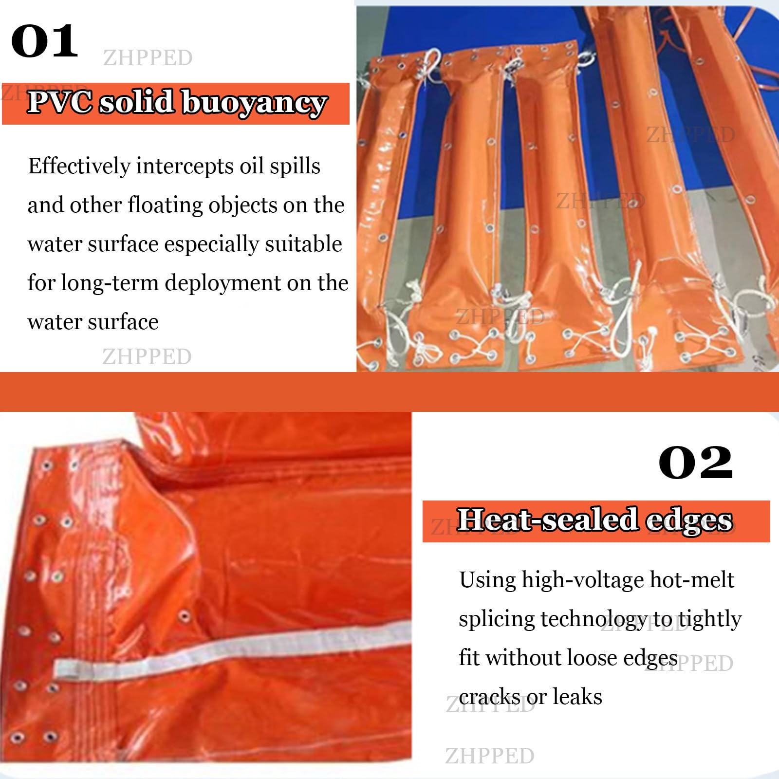 Pluma de aceite flotante de PVC, contención reutilizable resistente para respuesta de derrames de aceite de río, lago y emergencia