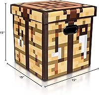 Vista 8 de Minecraft - Mesa de manualidades plegable de 15 pulgadas con tapa, contenedor de cesta de tela, organizador de cubos con asas, cubo marrón