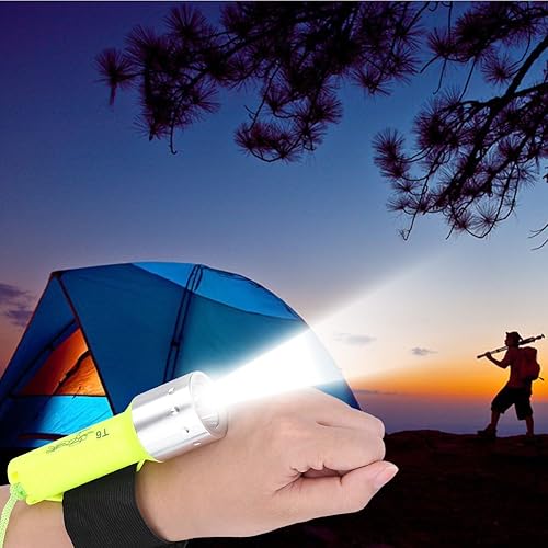 Miniatura 5 de Haofy Linterna de buceo, luz de buceo súper brillante, impermeable, linterna de buceo con correa de muñeca para deportes al aire libre bajo el agua