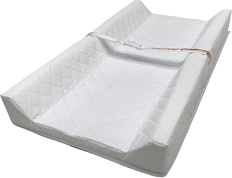 Contoured Changing Pad – Includes Waterproof Changing Liner and Safety Fastening Strap with Quick-Release Buckle