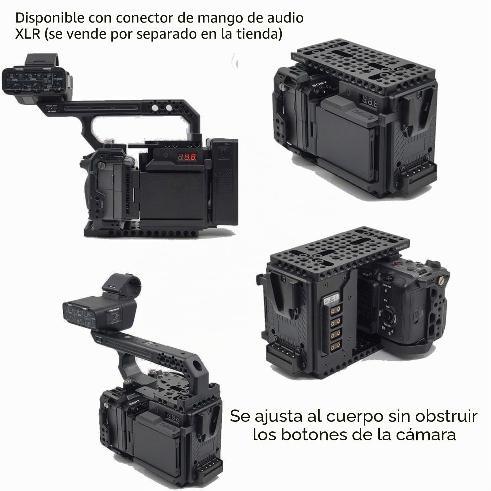 Fusion Rig Cineback Módulo de expansión de jaula de cámara en V, divisor D-Tap, memoria antigolpes para Sony FX3/FX30
