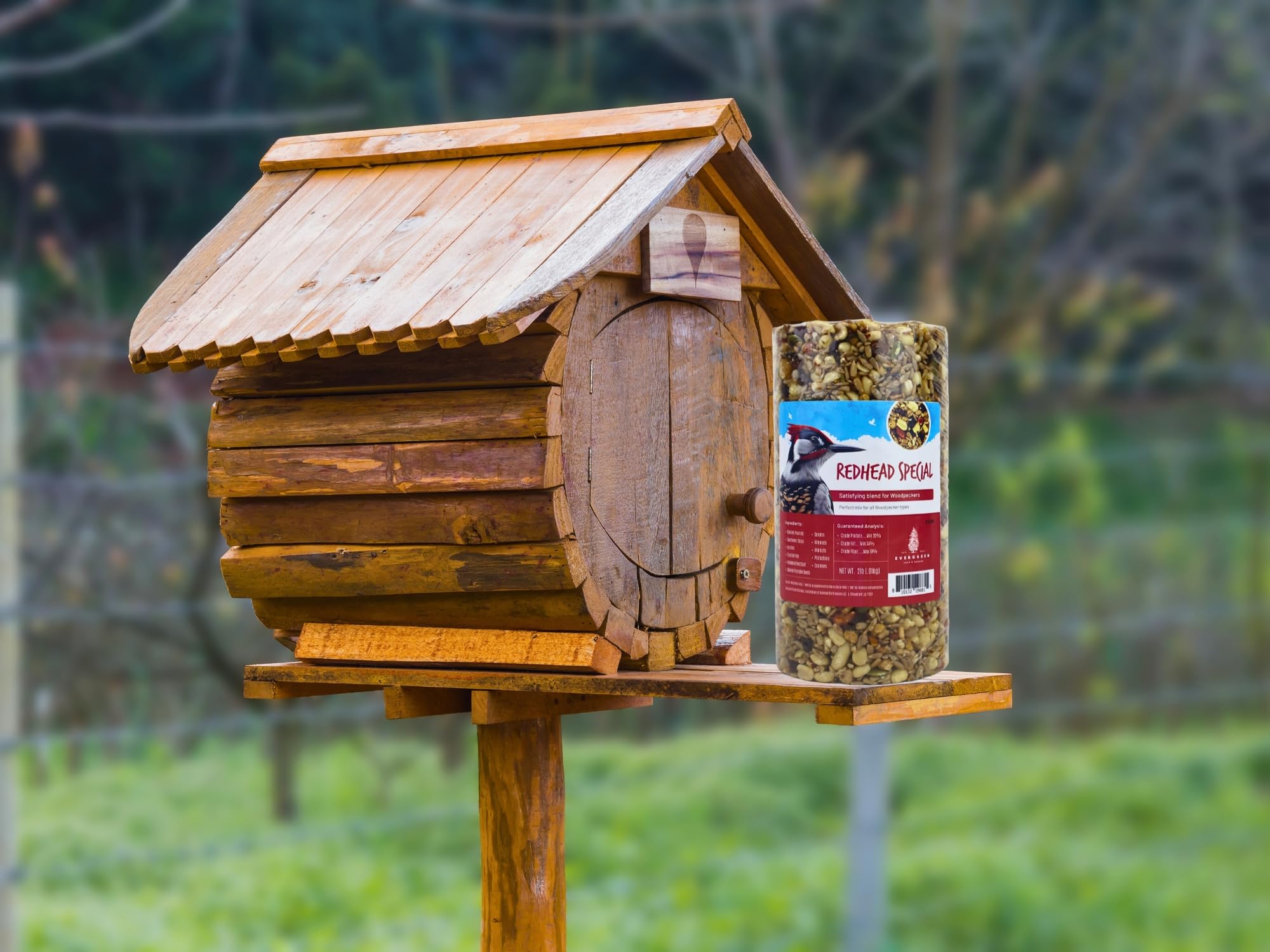 Evergreen Farm and Garden Vogelfutterzylinder mit Loch - Vogelfutter für Wildvögel im Freien (kleiner Zylinder, Rotschopf Spezial 2er-Pack)