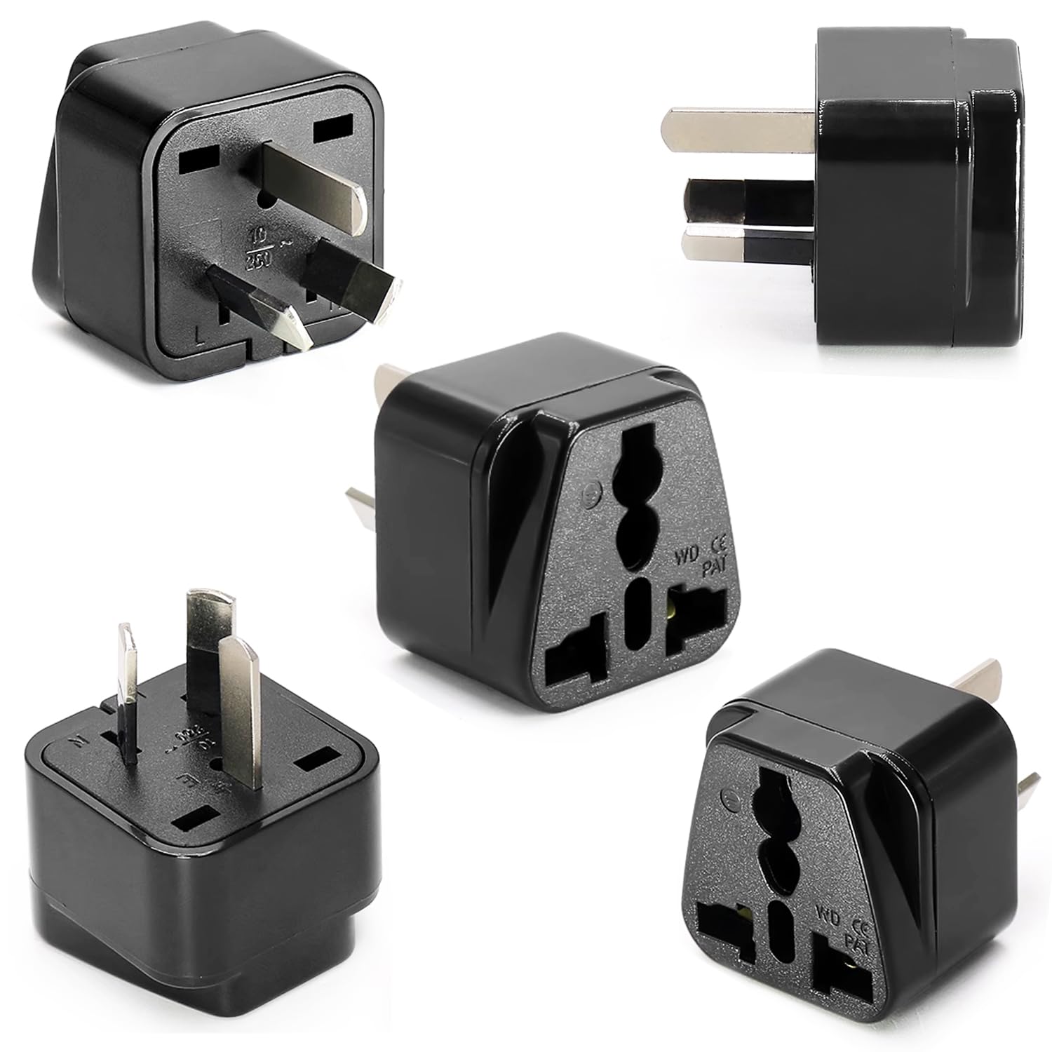 STAYOUNG 5 PCS Australia Plug Adapter - Universal Travel Plug Adapter Converts all TYPE G Plugs from United Kingdom UK Singapore and etc, Charge your Cell Phones, Laptops, Tablets Grounded Black