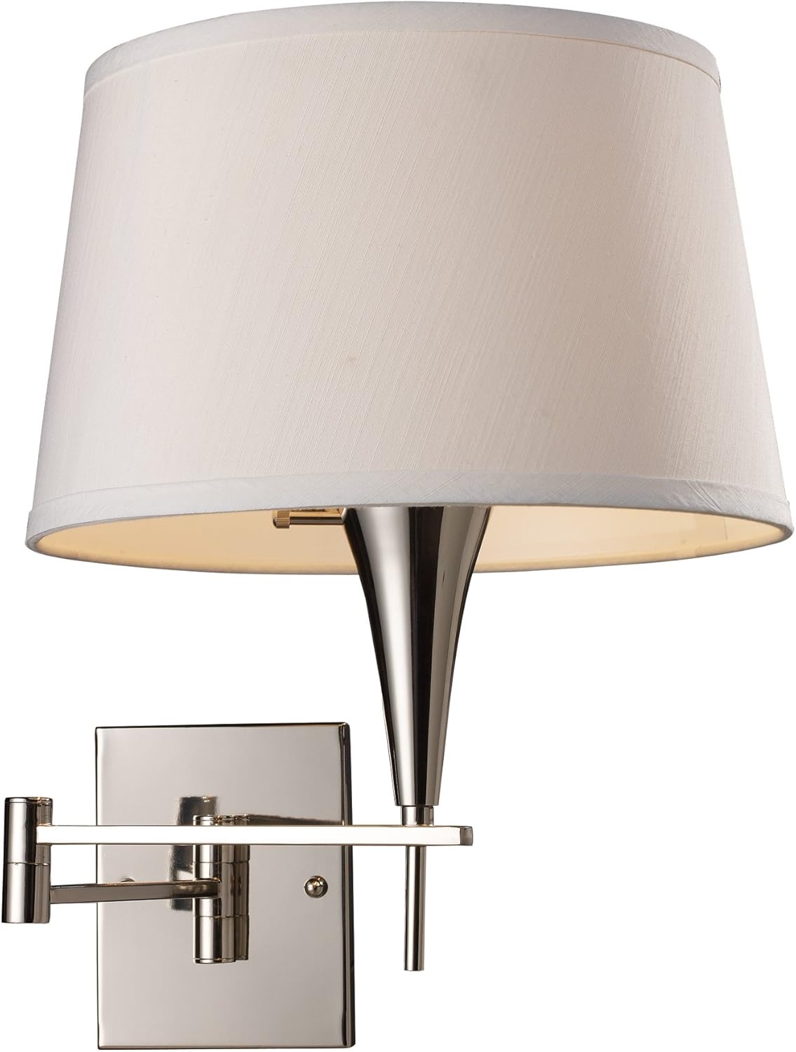 Elk Home Swingarms 1-Light Sconce - in Polished Chrome Finish, with White Fabric Shade, Transitional Style