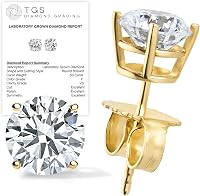 Certified Lab Grown Diamond Stud Earrings 0.25-4ct TW 14K Yellow Gold | Ethical Premium Studs for Women & Men - Made in USA