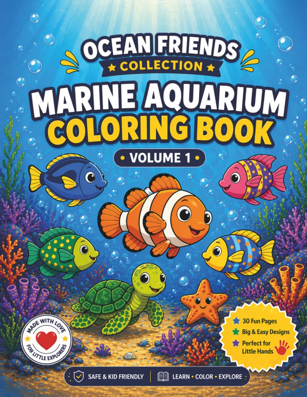 Ocean Friends Collection Volume 1: Marine Aquarium Coloring Book