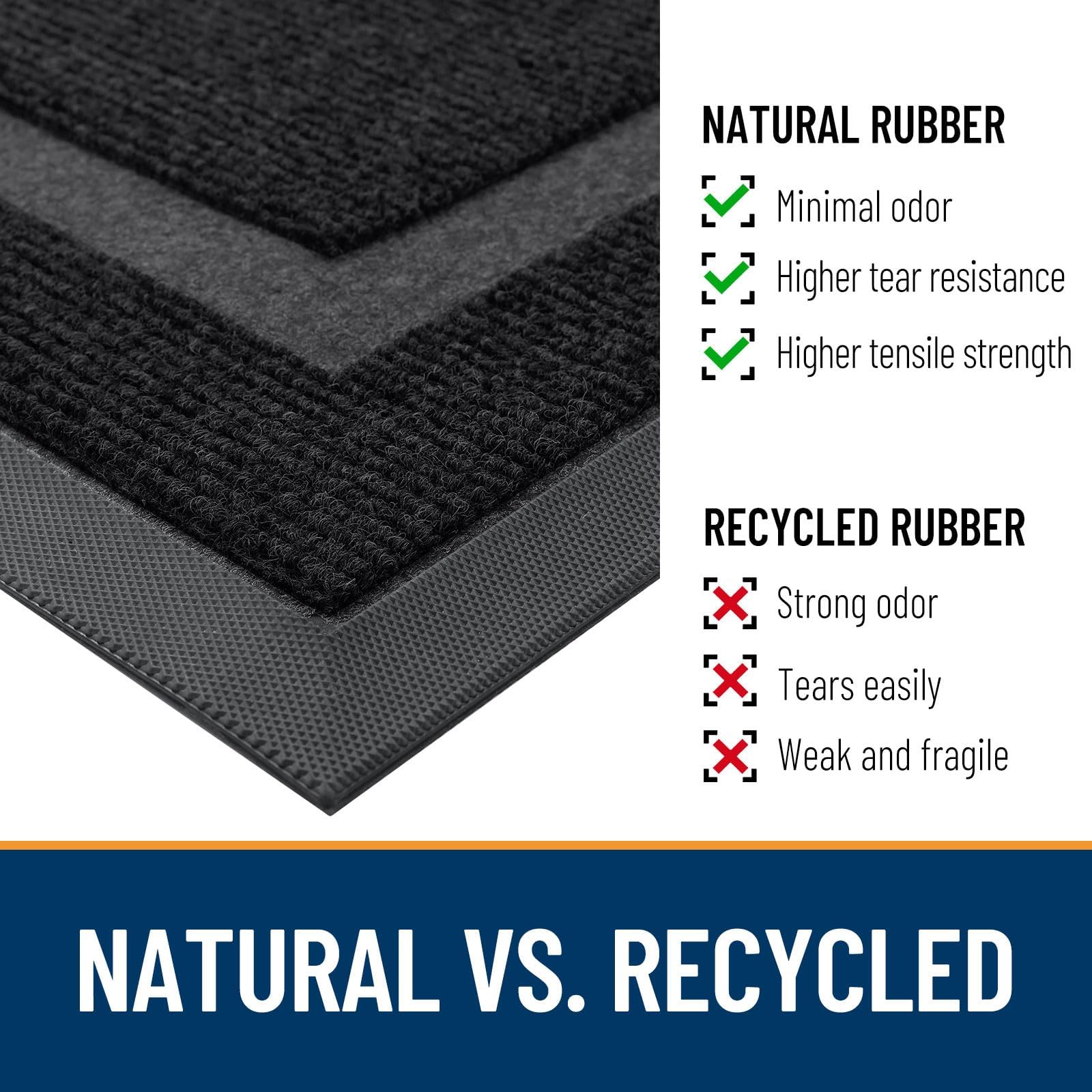 OLANLY Front Door Mat Indoor Outdoor Entrance, Waterproof All-Season, All-Weather Doormat, Sturdy Natural Rubber, Fade Resistant, Low Profile, Easy Clean Patio Porch Entryway Mat, 47x23, Black