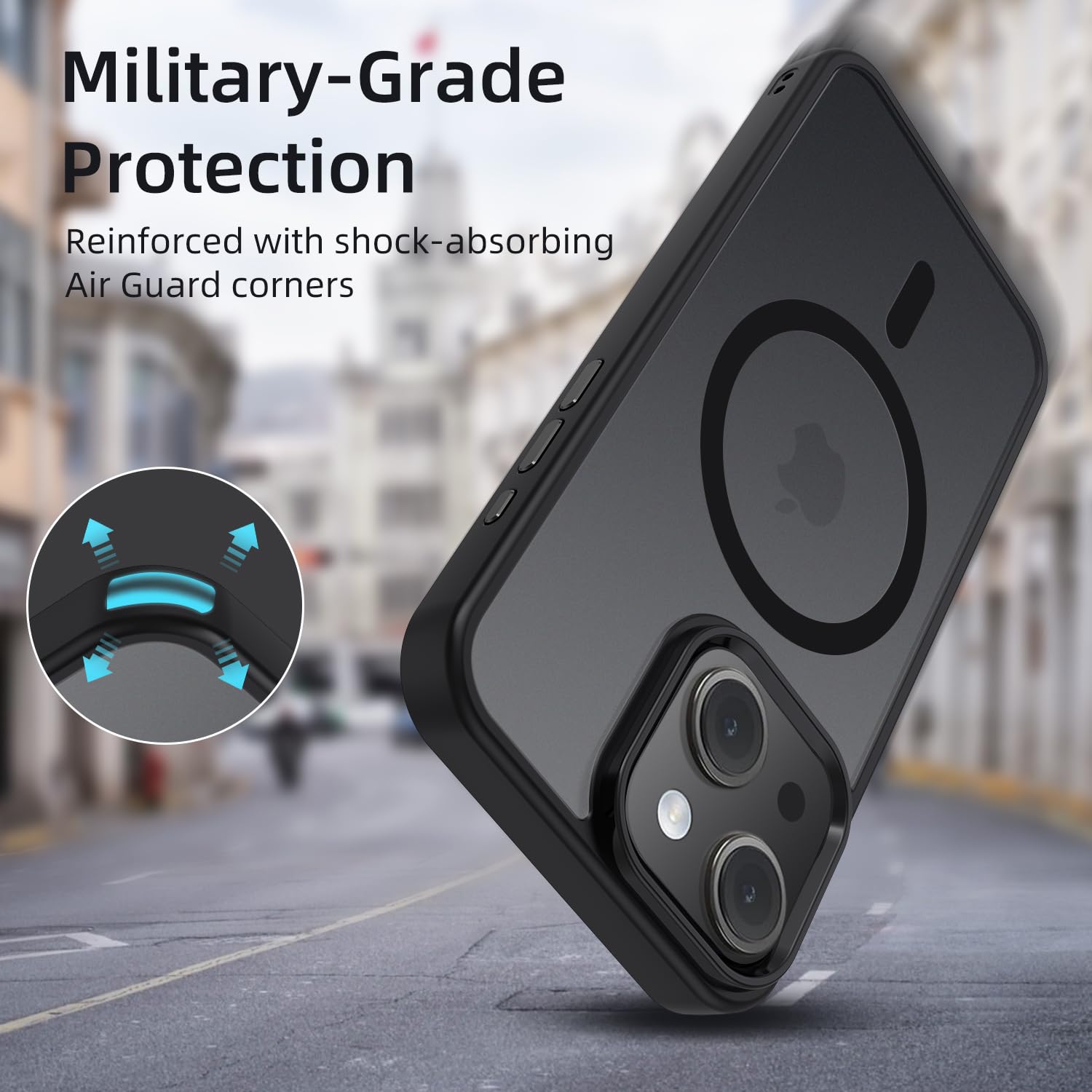 tigratigro Custodia Per iPhone 13, Compatibile con Mag-Safe,Traslucida Texture Opaca, Flessibile e anti-impronta,Consistenza simile alla Pelle (Azzurro Sierra)