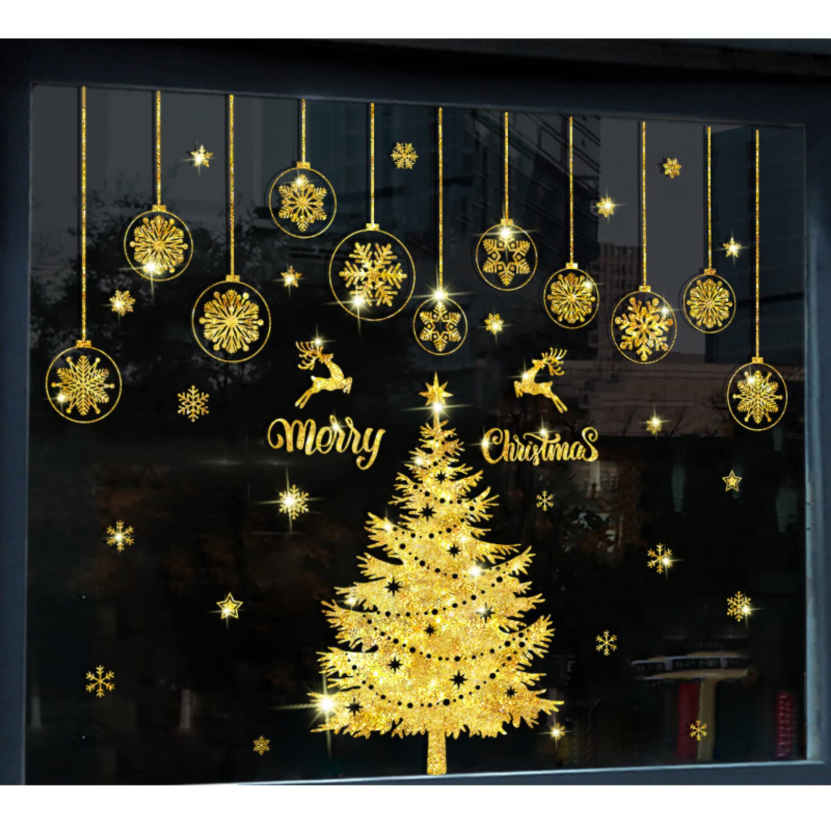 Amazon.co.jp: ウォールステッカー 壁紙 クリスマスツリー 窓 60*90cm