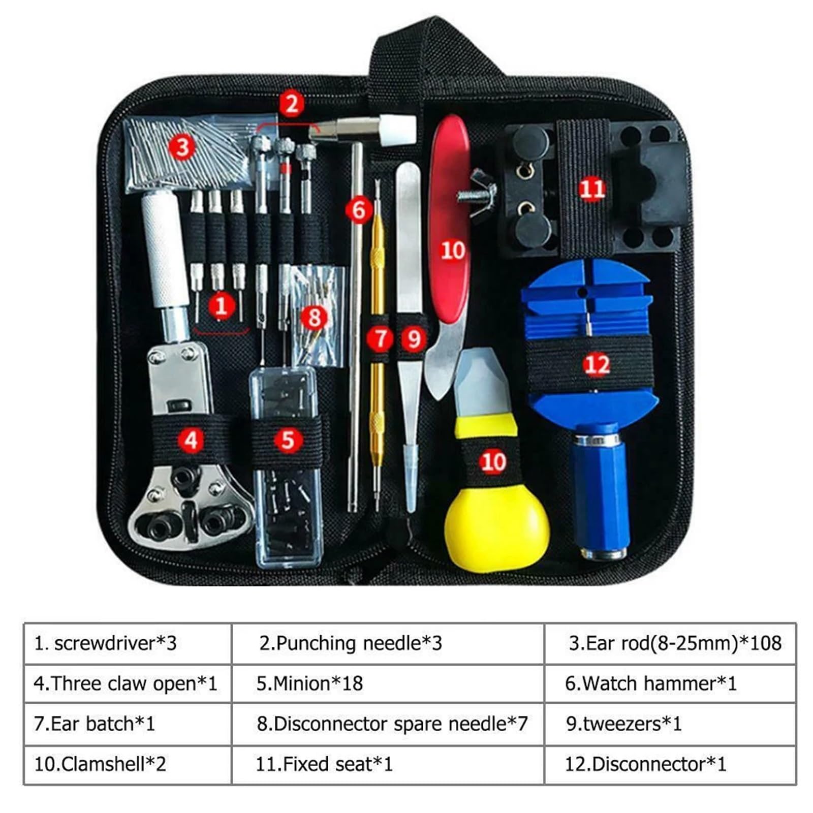 Kit De ReparacióN De Relojes Herramientas de mantenimiento de reloj de 147 piezas, mantenimiento de reloj, cubierta trasera abierta, Kit de reparación de extracción de correa Para ReparacióN De Reloje