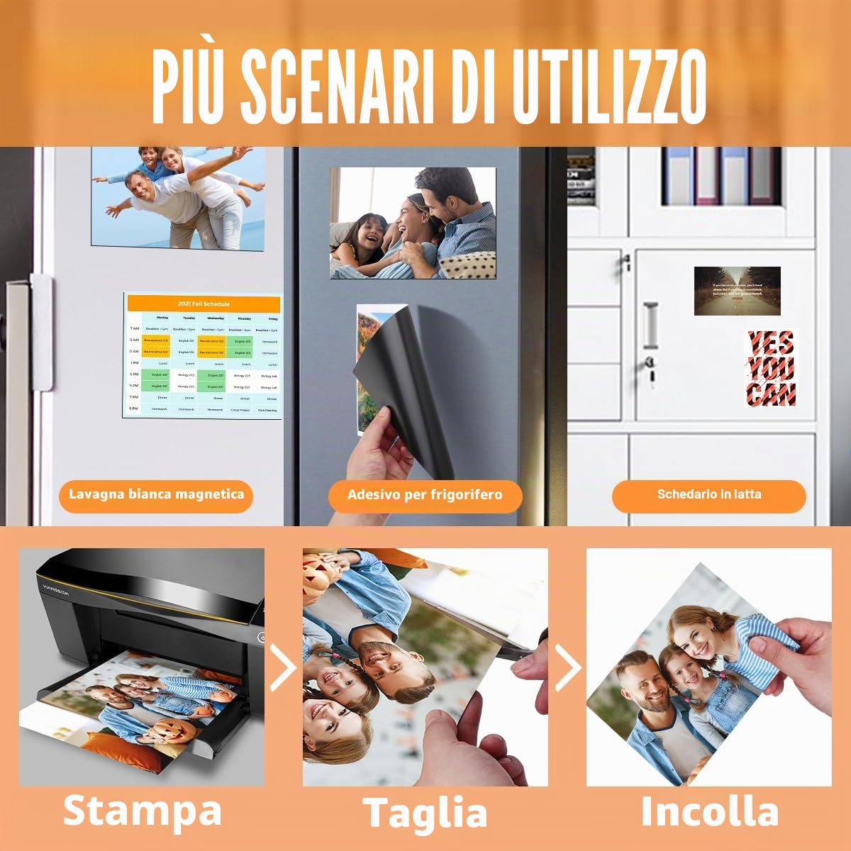 LLPT Carta Magnetica Stampabile 21 cm x 30 cm Foglio Magnetica 12 Fogli | Pellicola Magnetica Carta Lucida per Stampante a Getto d'inchiostro per Foto Cartelli Artigianali Frigorifero