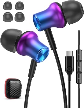 iMangoo USB C Headphones Wired Earbuds for Apple iPhone/Samsung Android | Soft In Ear Buds USBC Earphones for iPhone 17 17e 16 16e 15 for iPad/Galaxy S26 S25 Corded Type C Headset for Travel Commute