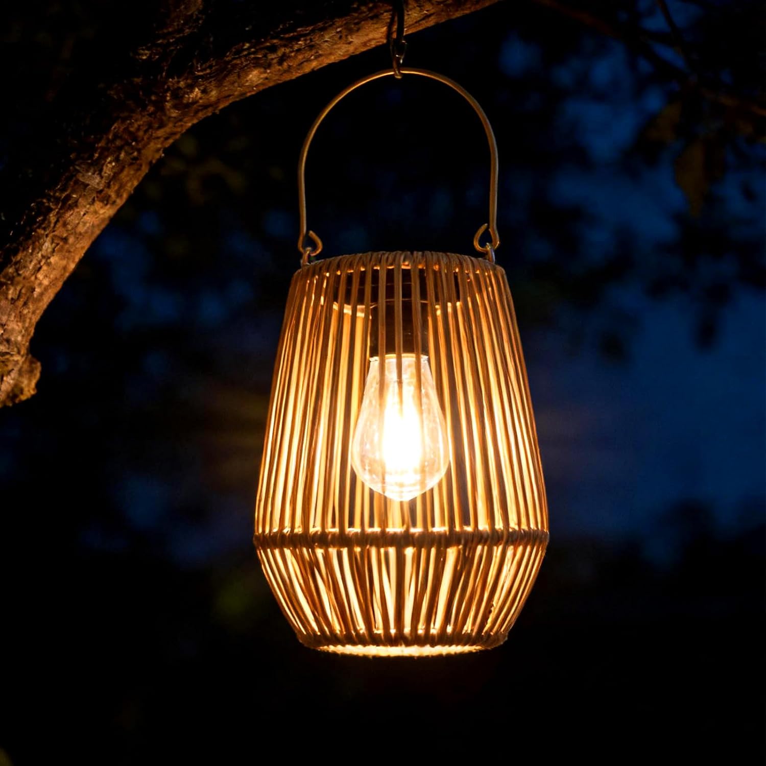 Luminária Solar de Vime, Lanternas de Rattan à Prova d'Água para Exterior, Iluminação Decorativa Boho para Jardim, Quintal, Varanda, Árvores e Caminhos