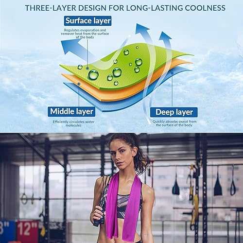 Miniatura 2 de Sukeen 4 unidades Toalla de refrigeración (40 x 12 pulgadas), toalla de fresca, toalla de microfibra suave transpirable para yoga, deporte, correr,