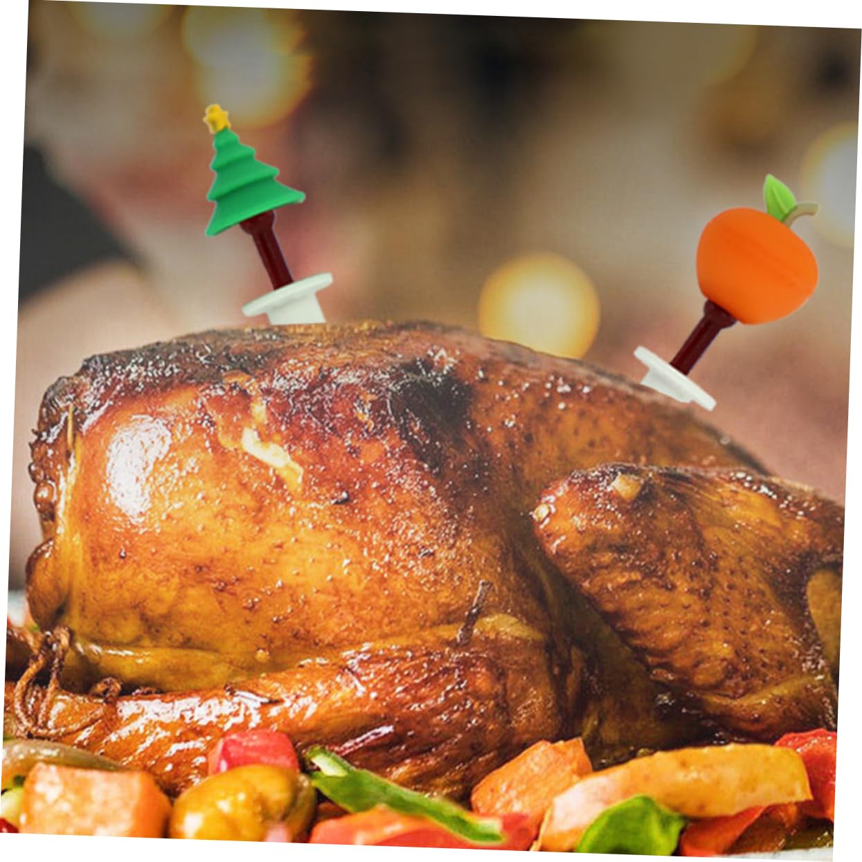 FUNOMOCYA 2pcs Turkey Thermometer Oven Safe Meat Thermometer Stainless Steel Food Gauge Baking BBQ