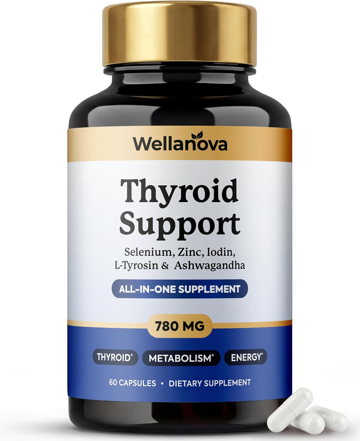 Thyroid Support for Women & Men - Iodine, Selenium, L-Tyrosine, Zinc & More