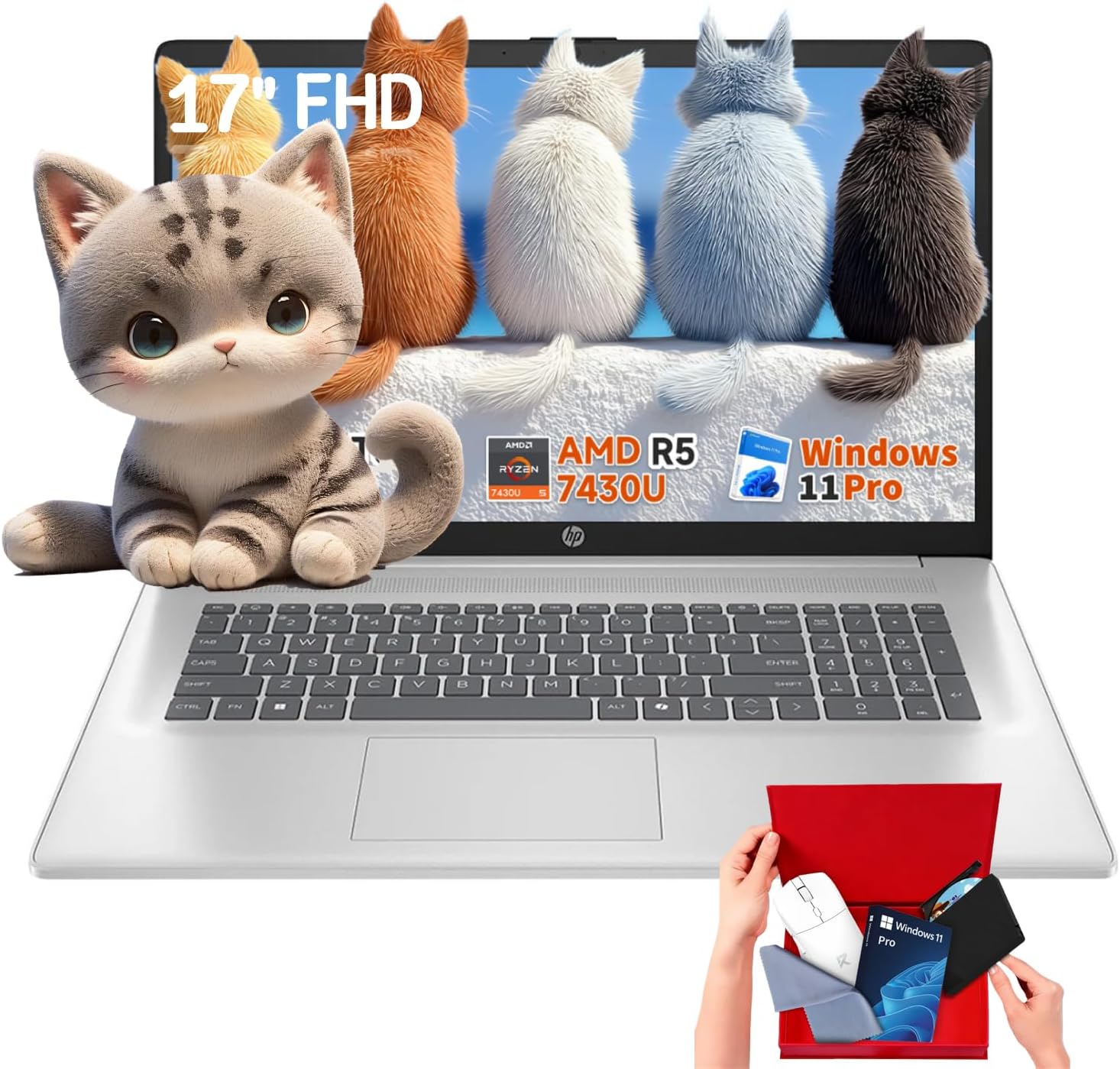 HP 17 Business Laptop Computer – 17.3″ Anti-Glare FHD, AMD Ryzen 5 7430U (up to …