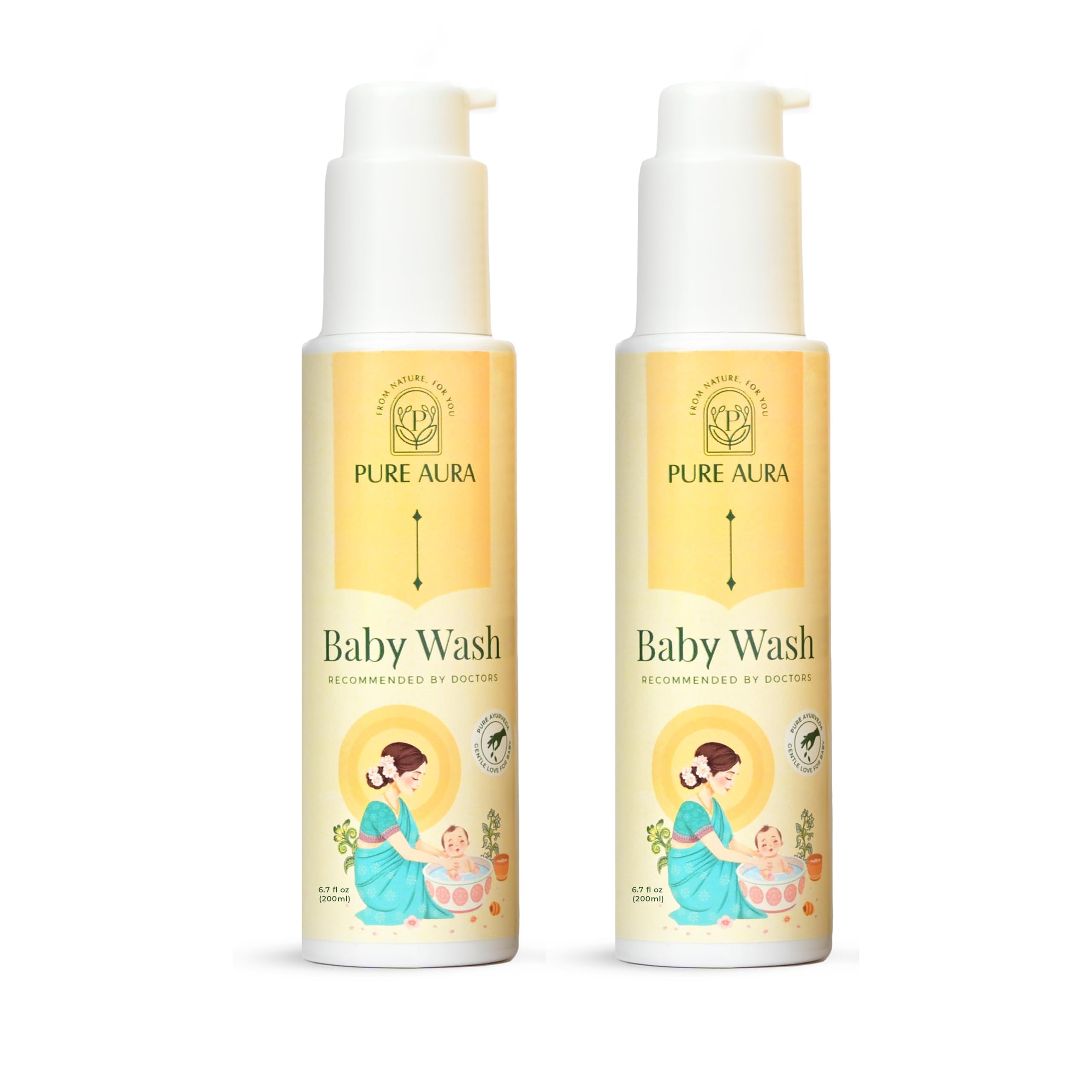 Pure Aura Baby Body Wash, 200 ml (Pack of 2) | Gentle Tear-Free Formula with 12 Ayurvedic Herbs | Natural Hydration | Vegan & Cruelty-Free | Safe for Newborns & Kids-image-47