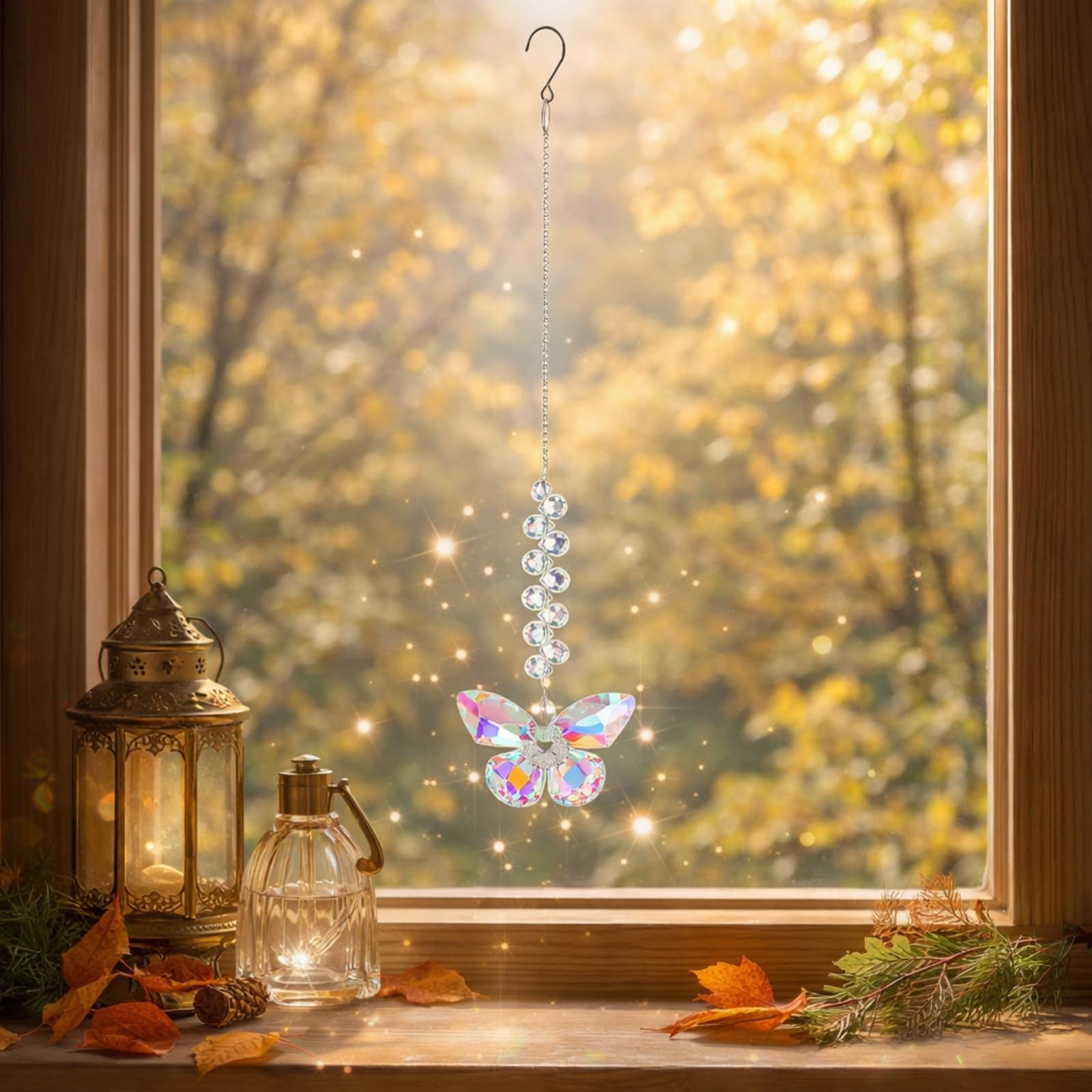 Crystal Sun Catchers for Windows,Butterfly Suncatcher Kit with Hanging Crystals,Stained Glass Window Decorations,Friendship & Healing Gifts for Women,Garden Ornament Outdoor,Hanging Decoration,Style A — view 7