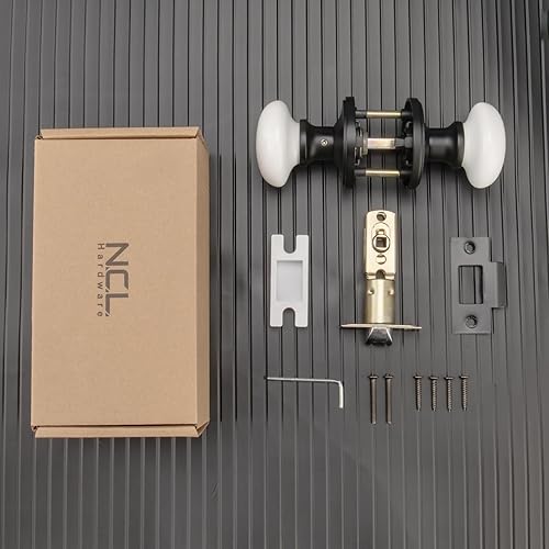 Miniatura 6 de NCL - Perillas de puerta blancas, pomo redondo para puerta de paso (paquete de 3), manijas de puerta sin llave, palancas de puerta de porcelana