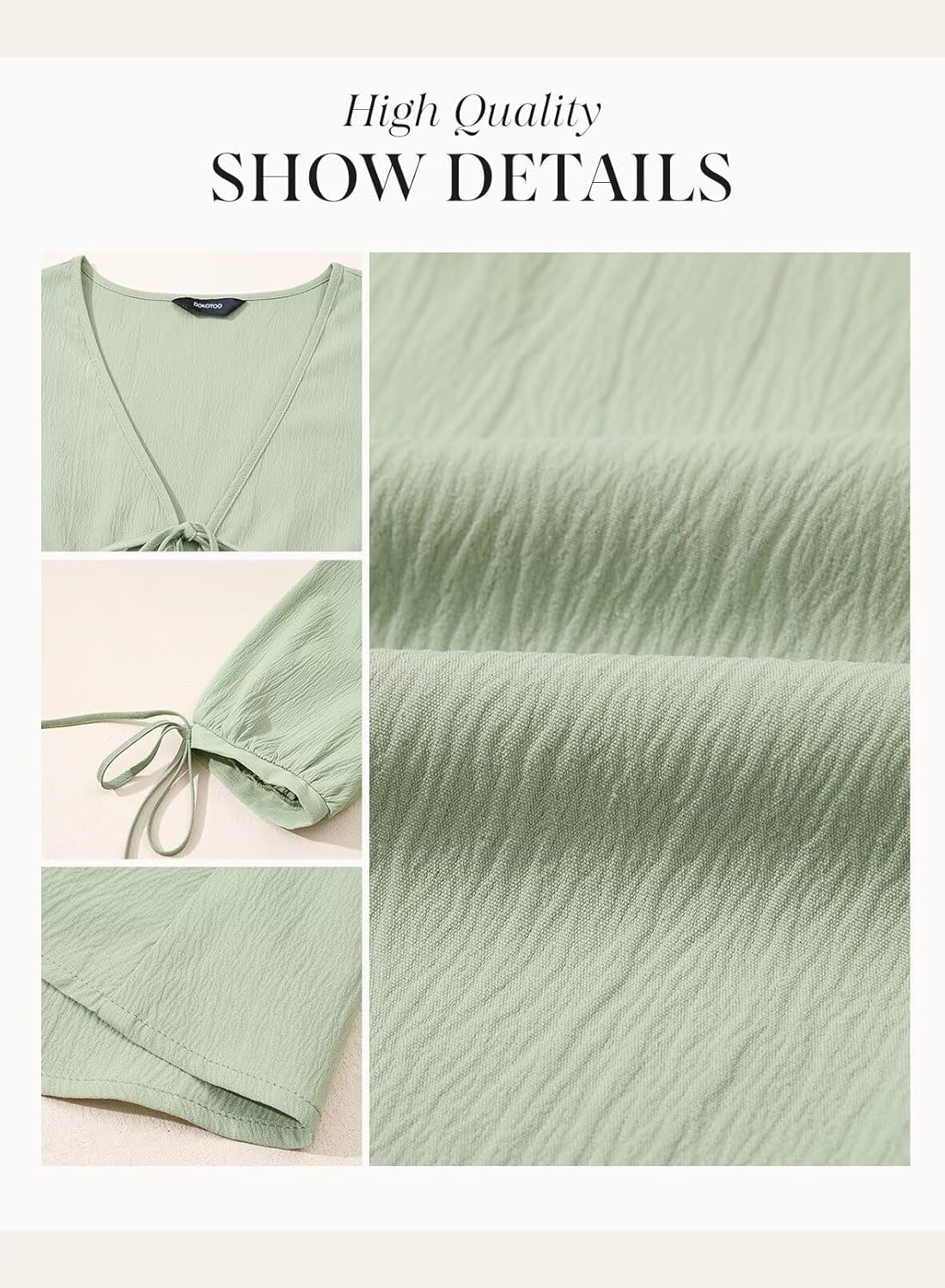 Dokotoo Summer Dresses for Women 2026 Casual V Neck Bow Tie Short Sleeve Empire Waist A-Line Mini Dress - Image 5