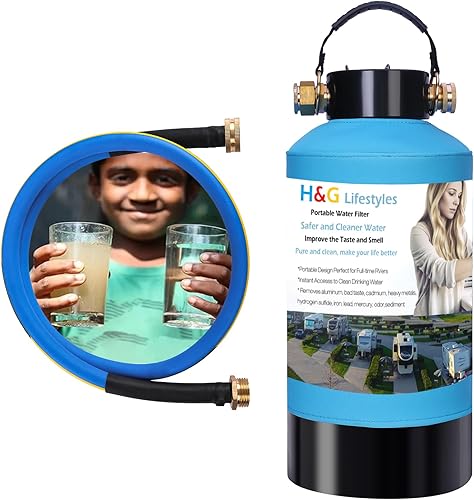 H&G Lifestyles Filtro de agua RV para quitar el hierro del agua del pozo, suavizante de agua para caravanas, eliminación de cloro de metales pesados