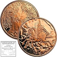 Vista 8 de Cernunnos Celtic Moneda de lingotes redondos de cobre .999 puro de 1 onza en cápsula con COA por Heavenly Metals