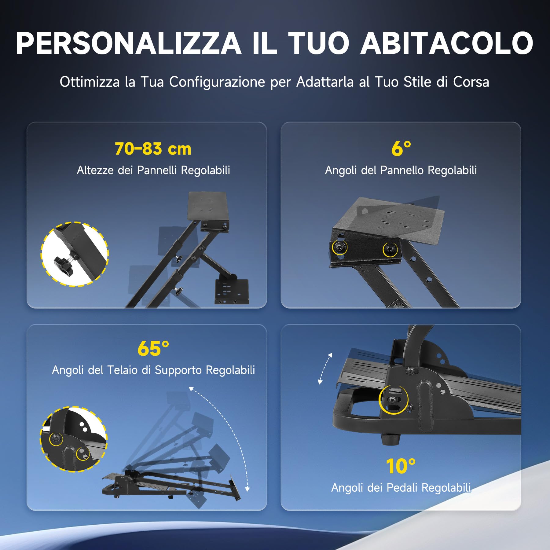CO-Z Supporto per Volante Logitech G29 Pieghevole Postazione Simulatore Guida Supporto da Corsa Regolabile Supporto per Cambio Simulatore di Cabina di Guida per Logitech G29, G25, G27, G920