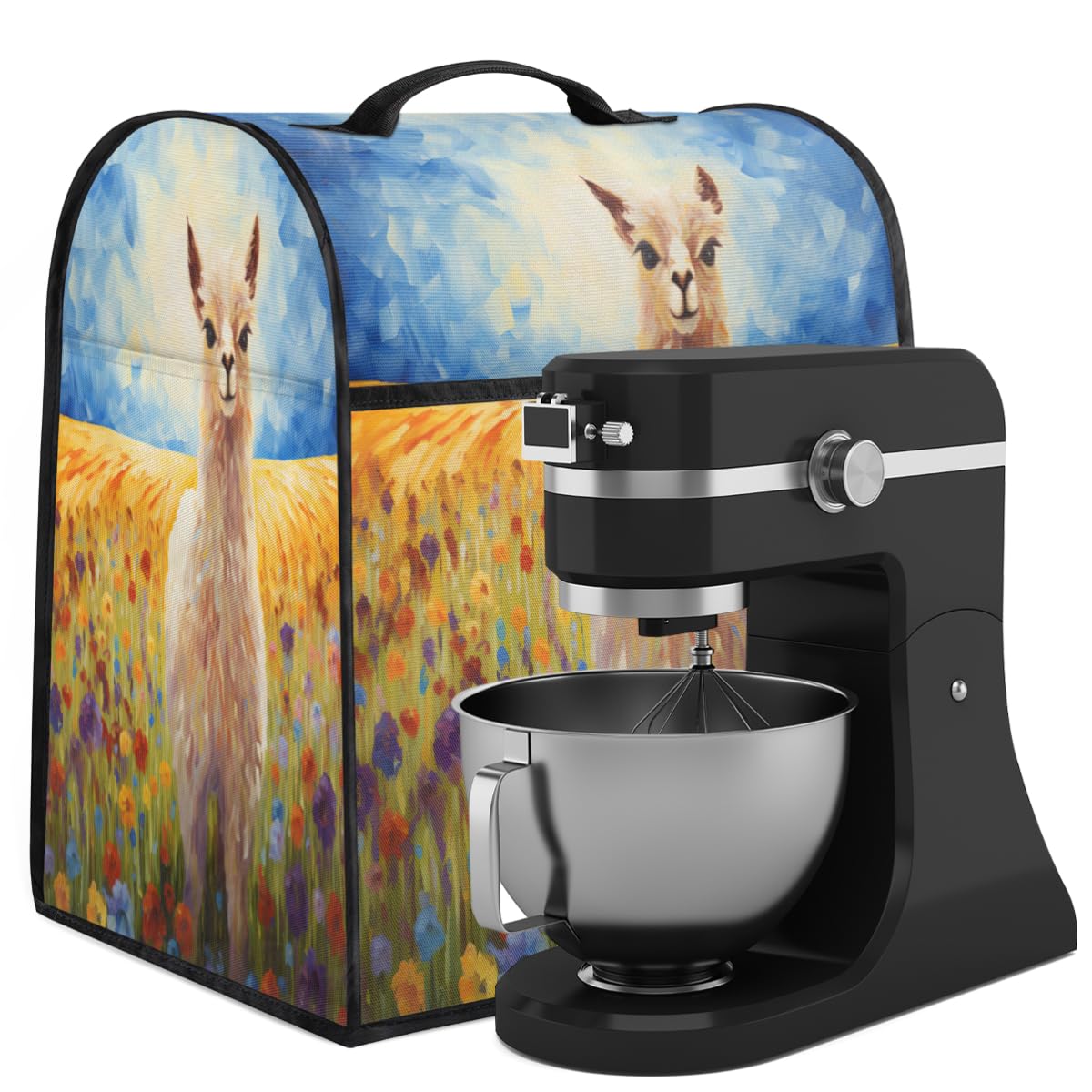 Coffee Maker Cover Oil Alpaca Kitchen Appliance Covers Small Appliance Covers Blender Cover Juicer Cover Dust Covers for Kitchen Appliances with Top Handle and Pockets,Washable,C544