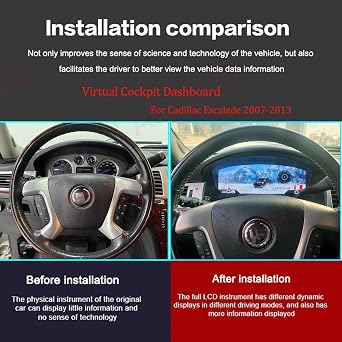 15.1 Inch Digital Gauge Cluster Instrument Replacement for Cadillac Escalade 2007 2008 2009 2010 2011 2012 2013 LCD Car Dashboard Speedometer Screen Panel Virtual Cockpit