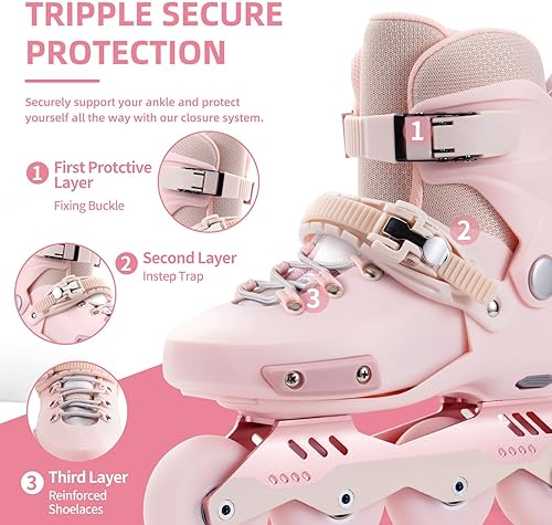 Miniatura 3 de SWAY Patines en línea ajustables para niños, adolescentes y adultos, ruedas iluminadas de alto rendimiento, patines en línea ideales para niños y