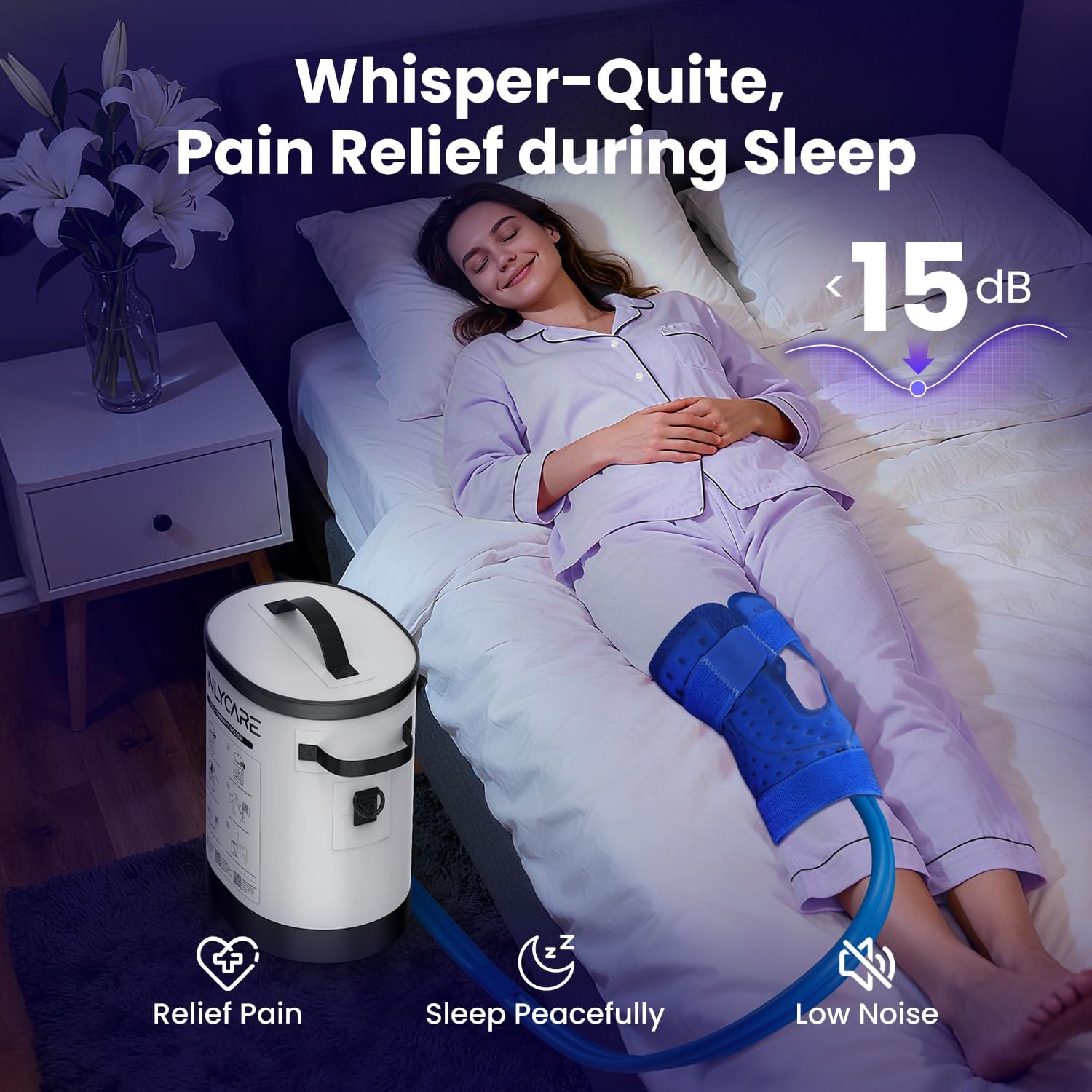 Cold Therapy Machine 4.0, Program Timer Ice Machine for Knee After Surgery, Portable Ice Therapy Machine with Quiet Pump, w/Compression Pad for Ankle, Arm Joints, Sport Injury, Cryotherapy Pain Relief