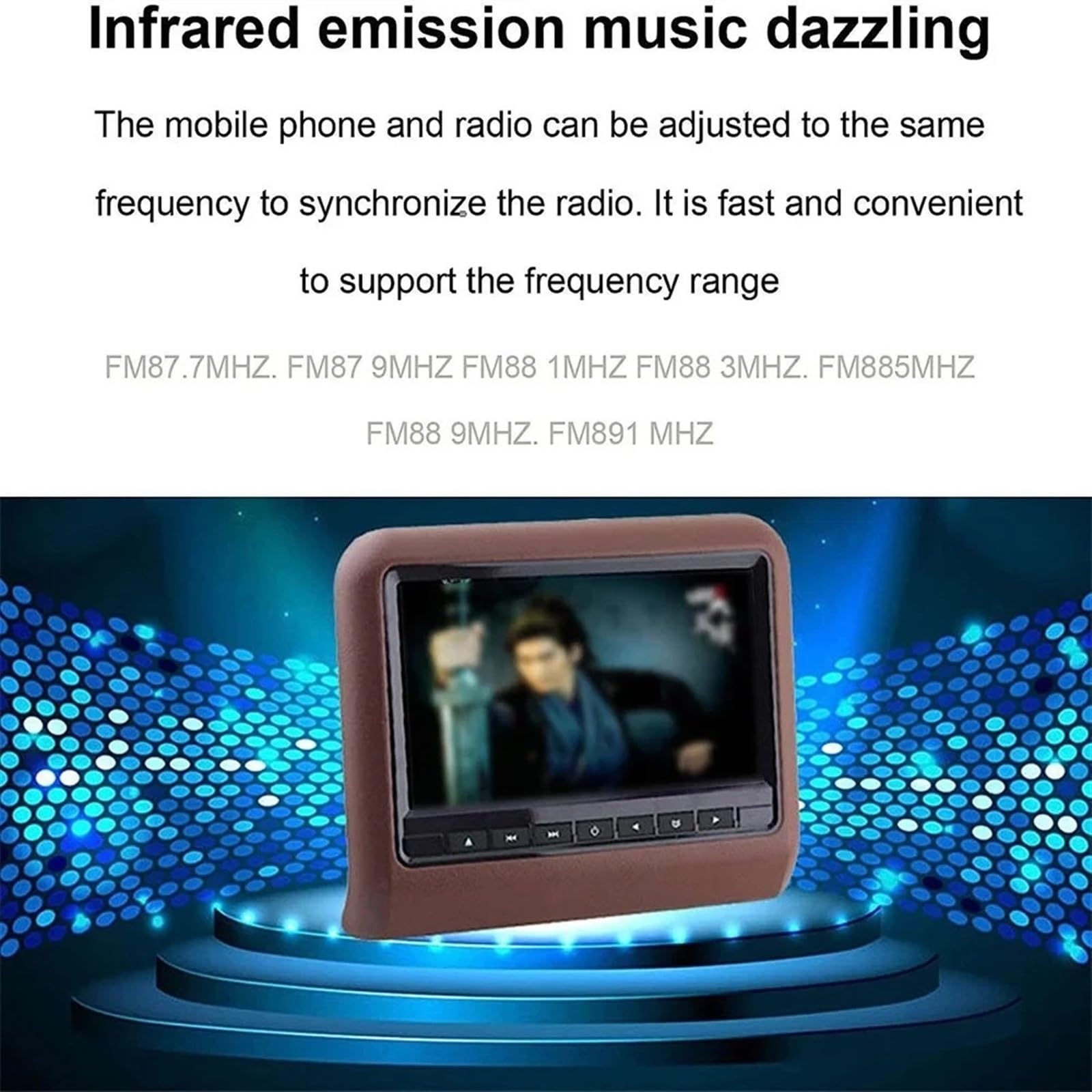 Écran LCD De 9 Pouces for Appui-tête De Siège De Voiture, Lecteur Multimédia Mp3/mp4, Transmetteur FM, Télécommande, Lecteur DVD, Moniteur(AV*1+DVD*1 Brown)
