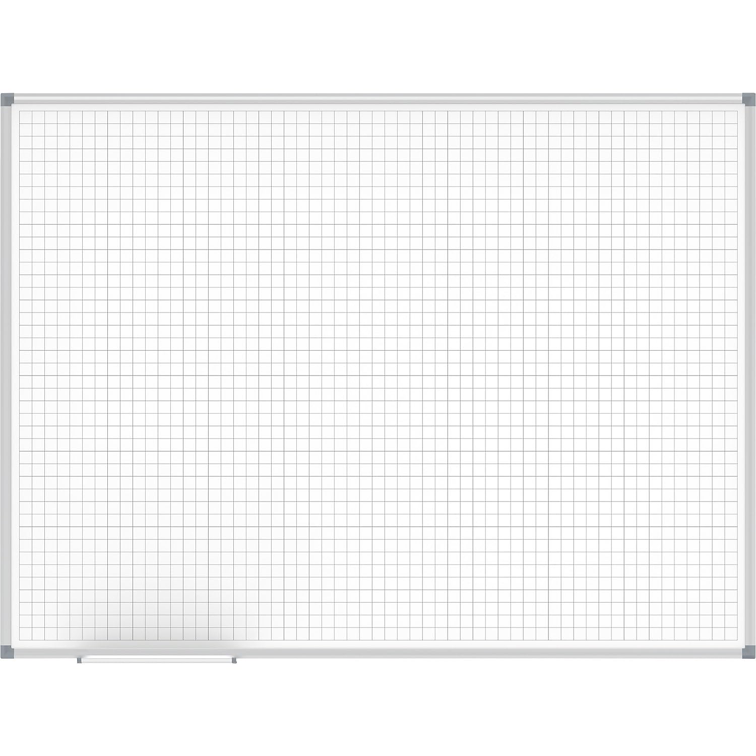 MAUL Tablica magnetyczna MAULstandard biała 90x120 cm z aluminiową ramą | czytelna siatka 20x20 mm, szybkie ścieranie na sucho, miejsce na markery, montaż pionowo lub poziomo